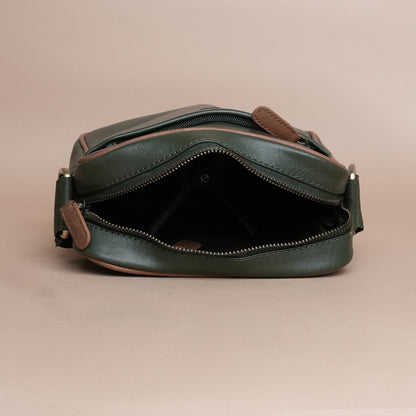 Piel Cuero Green Genuine Leather Crossbody Bag for Men | Compact Handmade Everyday Sling with Adjustable Strap