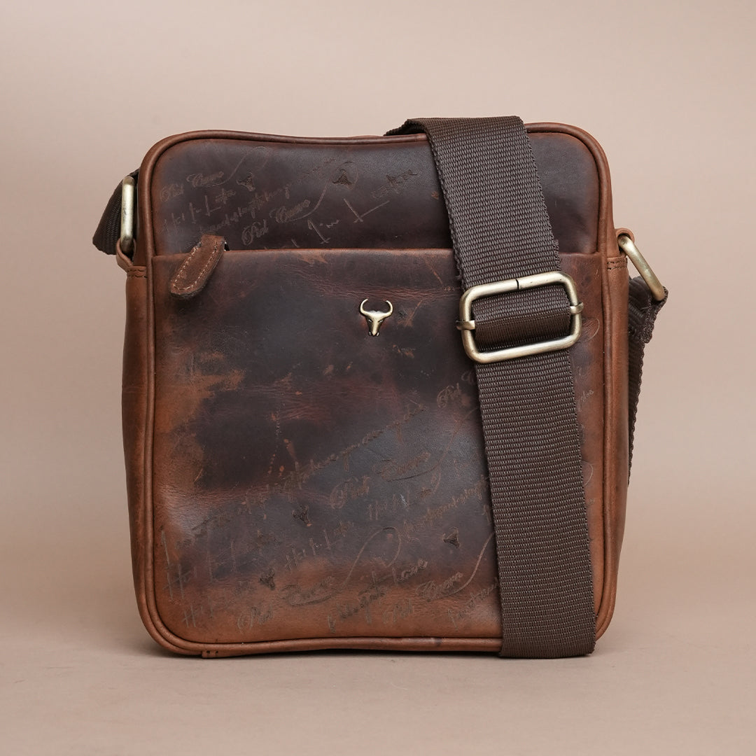 Piel Cuero Tan Oil Laser Side Bag – Oil Pull‑Up Signature Series