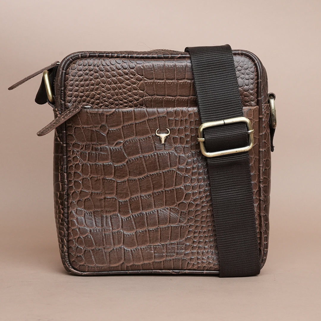 Piel Cuero Pure Leather Crossbody Bag for Men - Durable & Handmade Tan Brown
