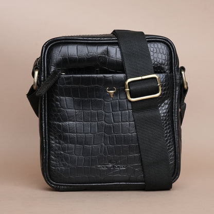 Piel Cuero Pure Leather Crossbody Bag for Men - Durable & Handmade Black