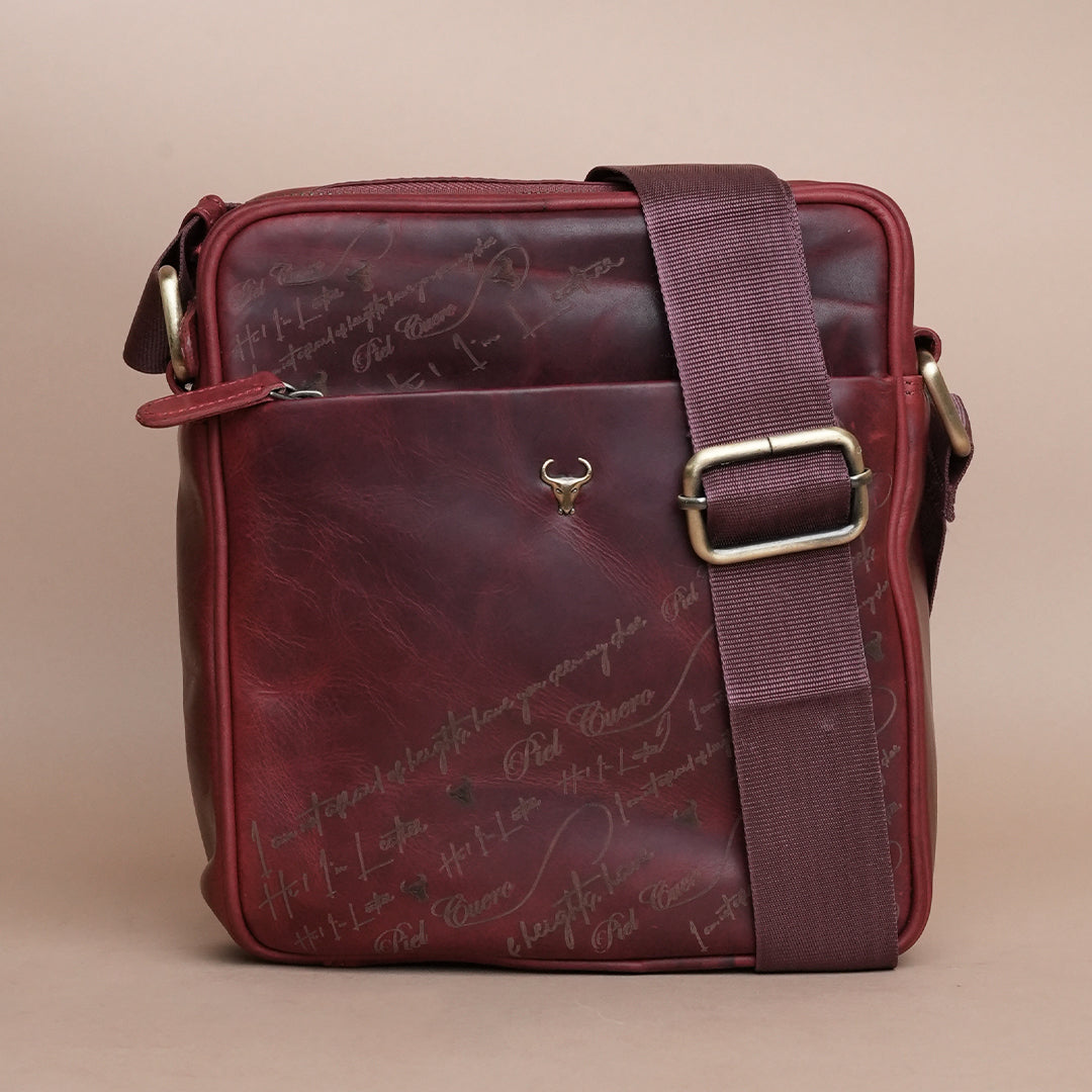 Piel Cuero Red Laser Work Side Bag – Oil Pull‑Up Leather Signature Series