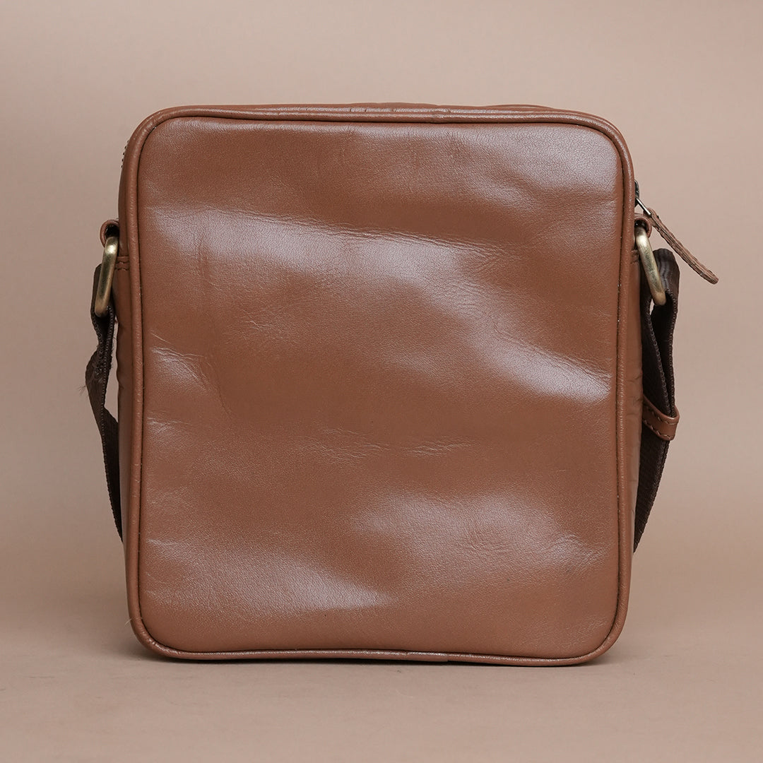 Piel Cuero Tan Laser Side Bag in Plain Soft Leather