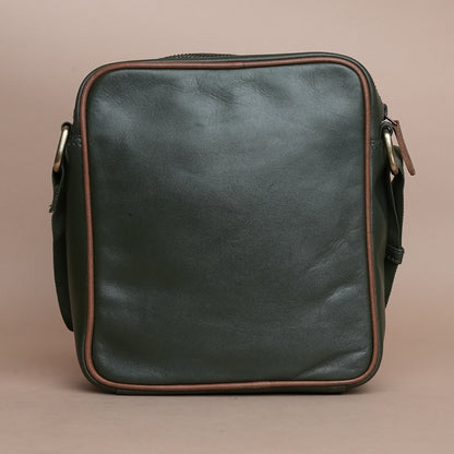 Piel Cuero Green Genuine Leather Crossbody Bag for Men | Compact Handmade Everyday Sling with Adjustable Strap