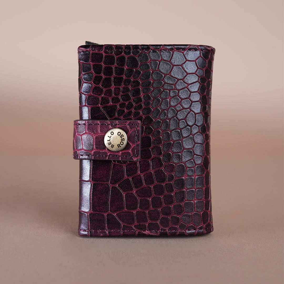 Piel Cuero Cherry Croc Texture Leather Card Holder  for Men
