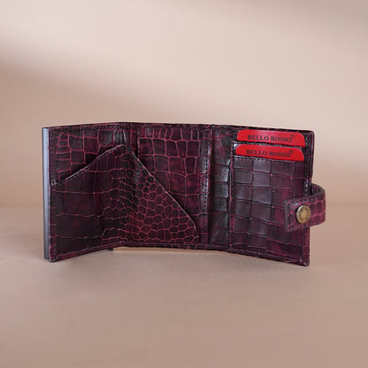 Piel Cuero Cherry Croc Texture Leather Card Holder  for Men