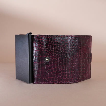 Piel Cuero Cherry Croc Texture Leather Card Holder  for Men