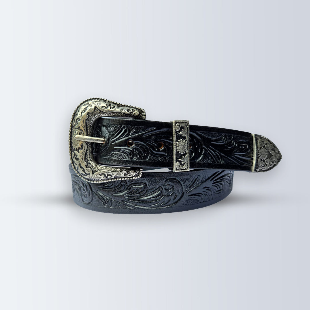 Piel Cuero Western Belts | Handcrafted Tooled Leather Cowboy Belts Black
