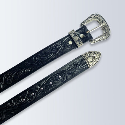 Piel Cuero Western Belts | Handcrafted Tooled Leather Cowboy Belts Black