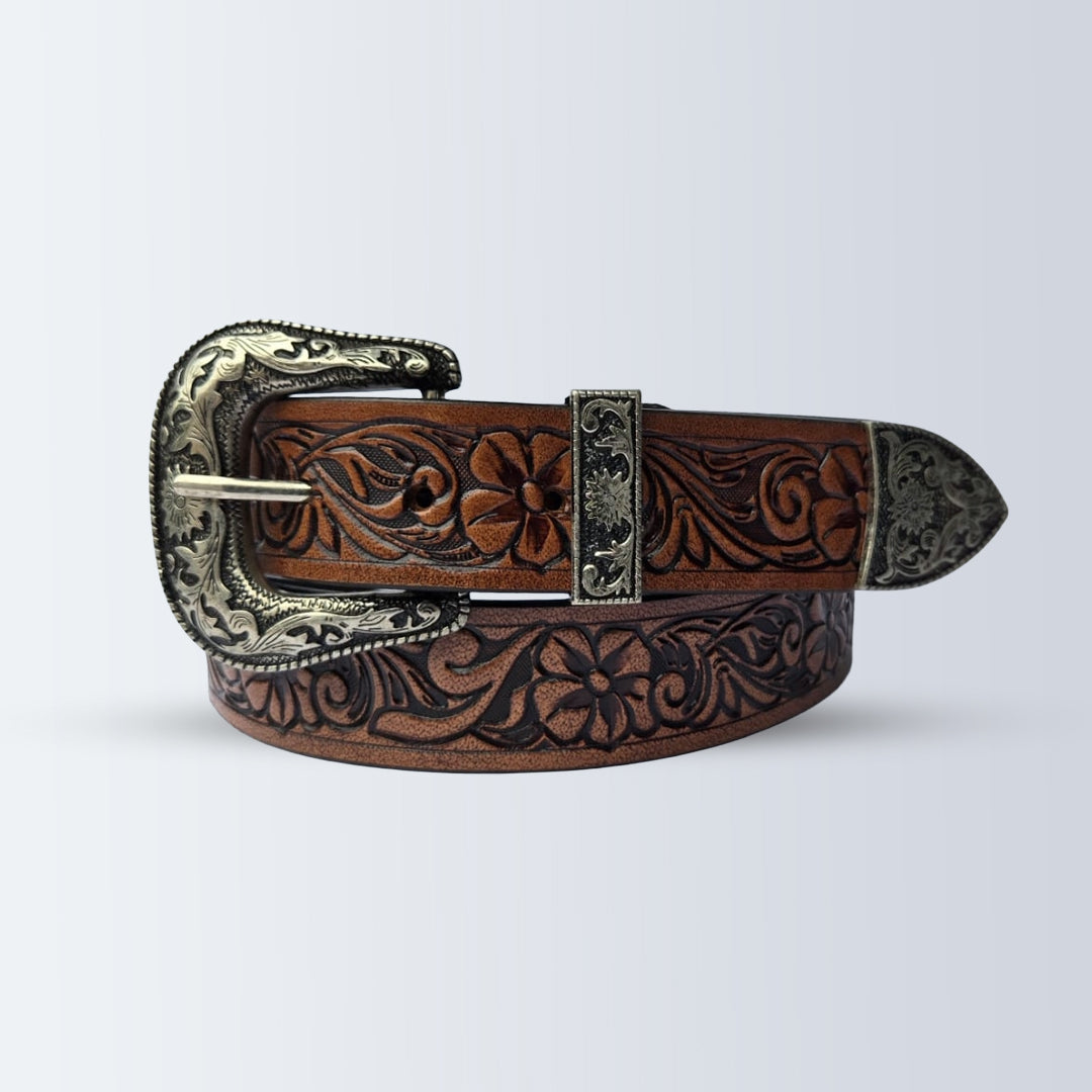 Piel Cuero Western Belts | Handcrafted Tooled Leather Cowboy Belts Brown