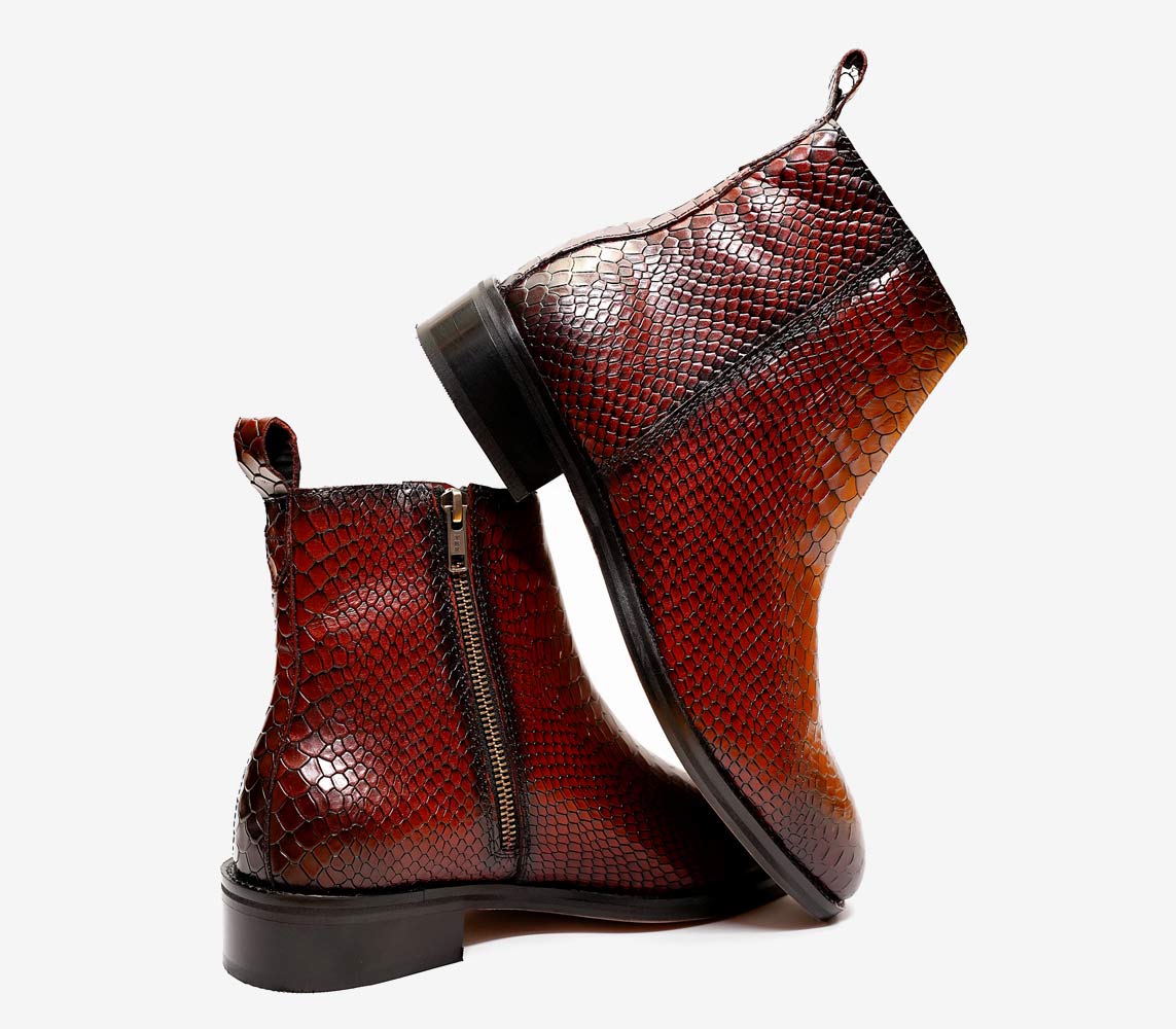 Premium Chestnut Leather Chelsea Boots with Side Zipper