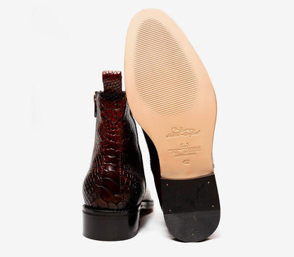 Premium Chestnut Leather Chelsea Boots with Side Zipper