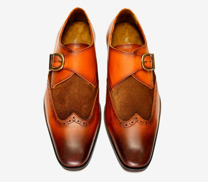 Elegant Brown Monk Strap Dress Shoes for Men - Ideal for Business & Events