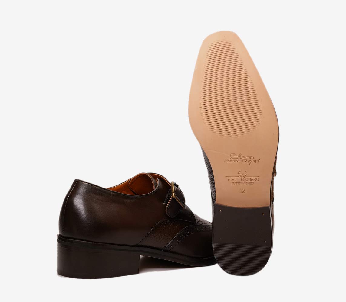 Piel Cuero Handmade Monk Strap Leather Shoes
