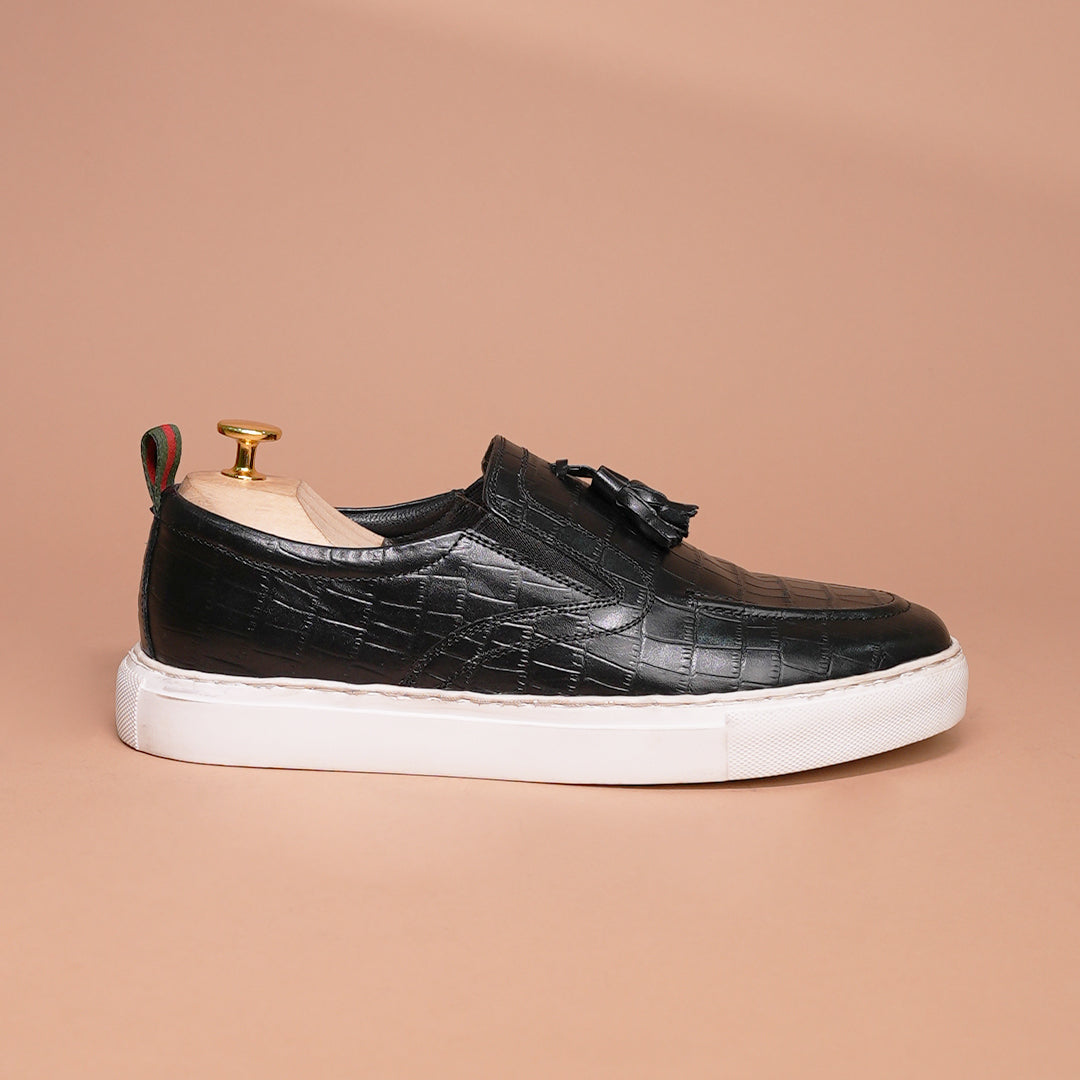 Piel Cuero Croc Slip-On Sneakers