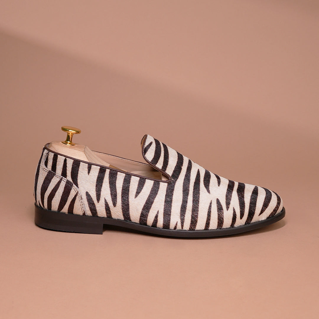 Piel Cuero Handcrafted Zebra Print Leather Loafers