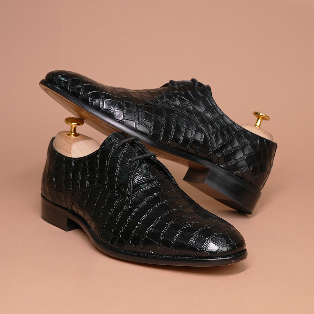 Piel Cuero Handcrafted Croc Leather oxford Shoes