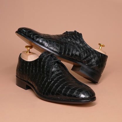 Piel Cuero Handcrafted Croc Leather oxford Shoes
