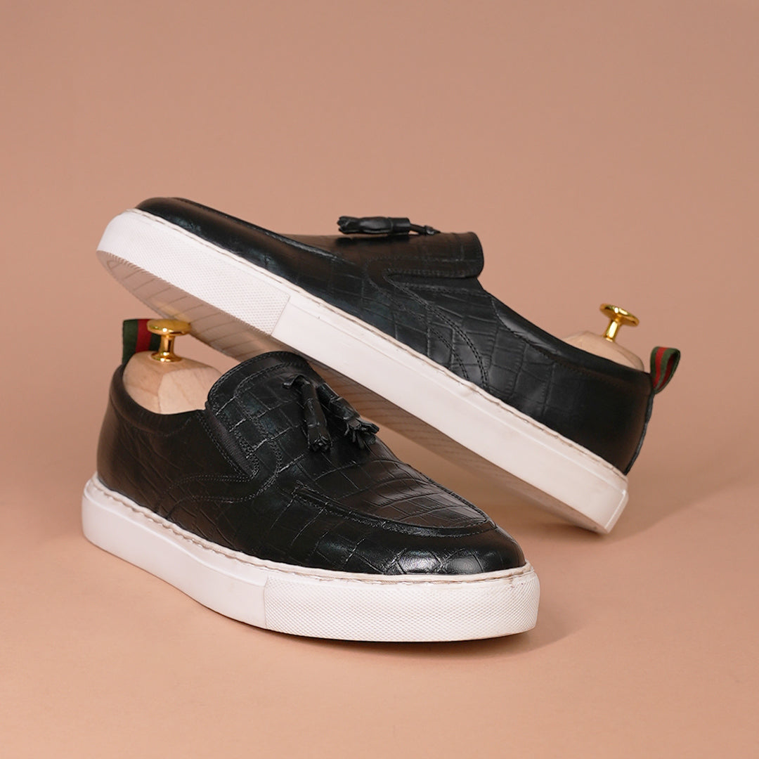 Piel Cuero Croc Slip-On Sneakers