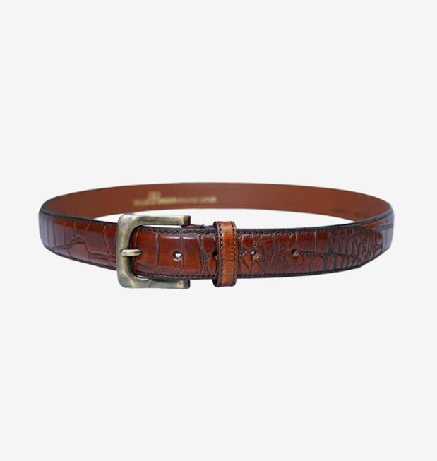 Classic brown leather belt for jeans