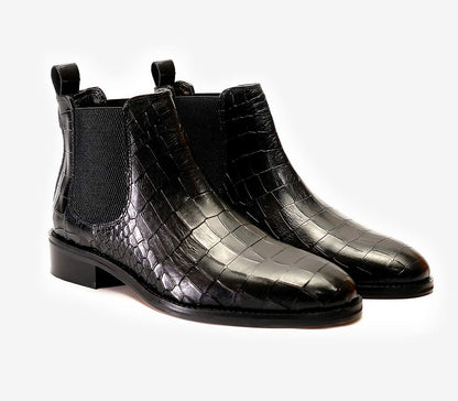 Genuine Leather black Chelsea boots 