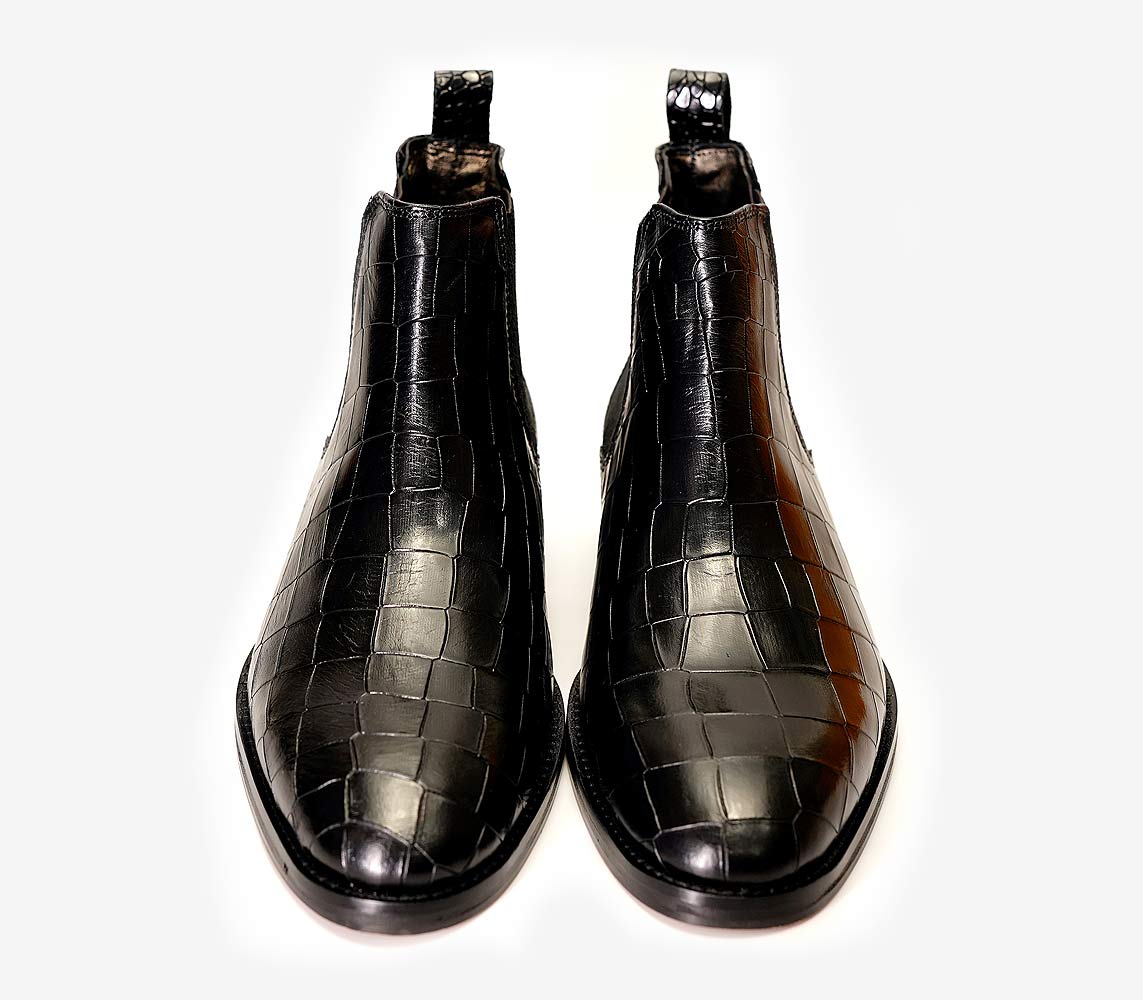 Piel cuero snake textured chelsea boots 