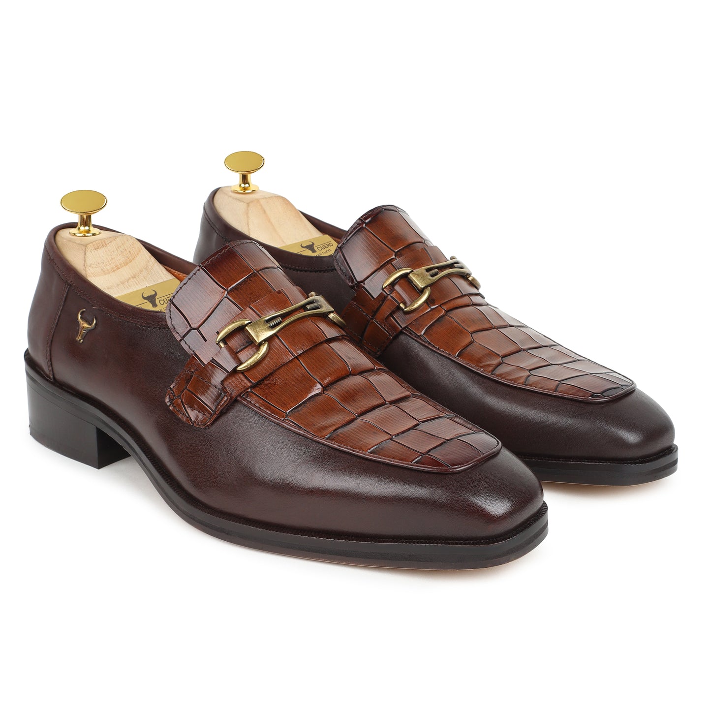 Luxury Brown Croc-Embossed Leather Oxford Shoes for Men - Handcrafted by Piel Cuero
