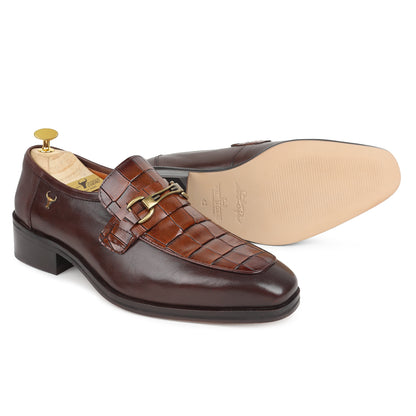Luxury Brown Croc-Embossed Leather Oxford Shoes for Men - Handcrafted by Piel Cuero