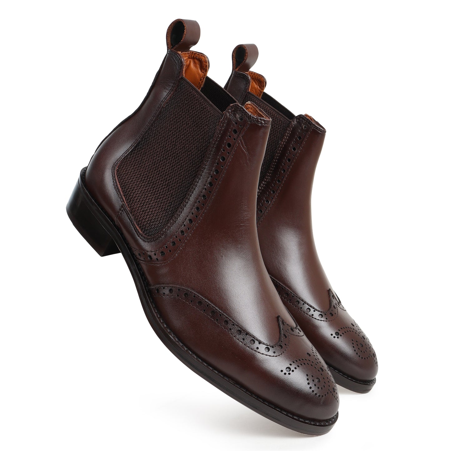 Wingtip Chelsea Boots in Dark Brown Leather - Classic Brogue Style by Piel Cuero