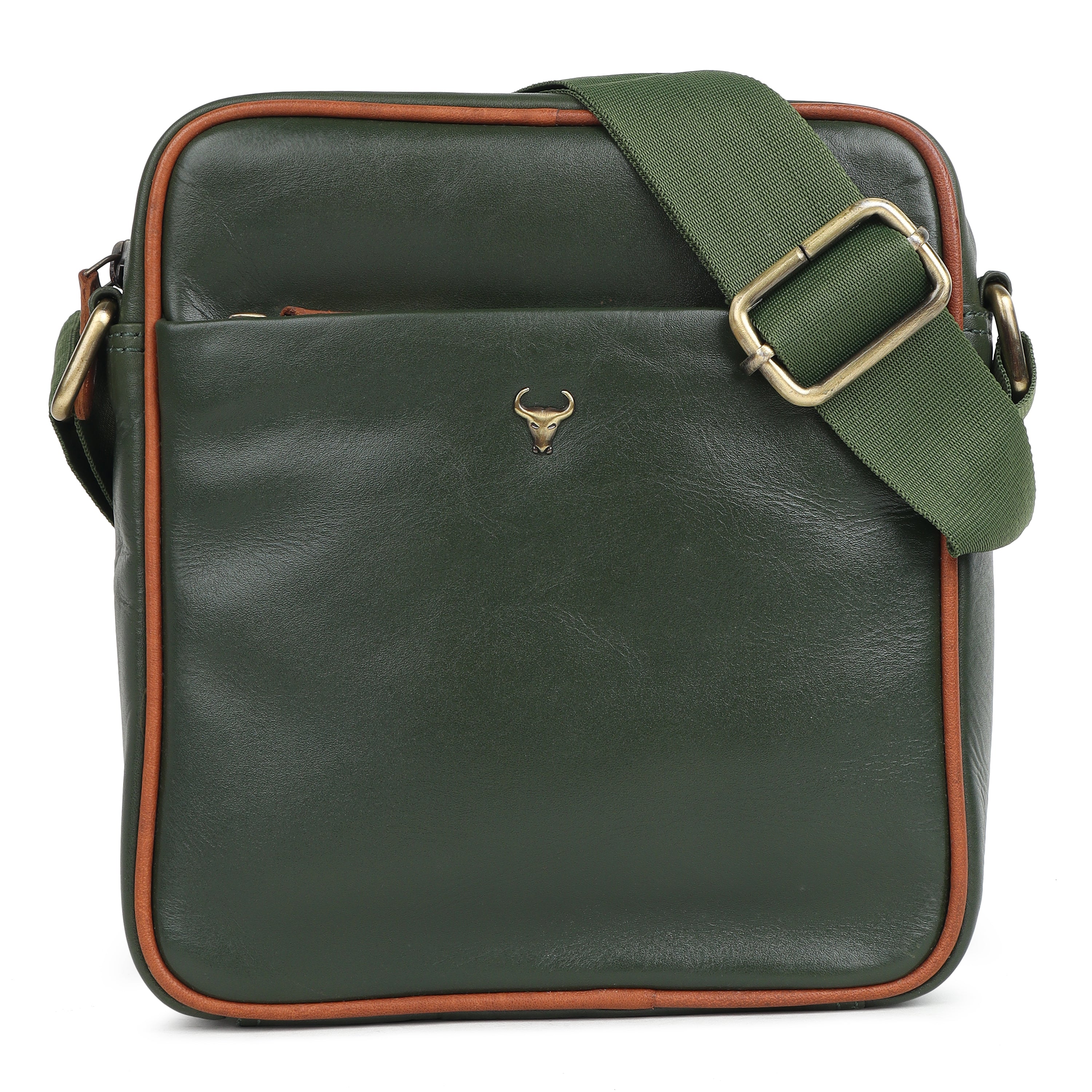 Piel Cuero Green Genuine Leather Crossbody Bag for Men | Compact Handmade Everyday Sling with Adjustable Strap