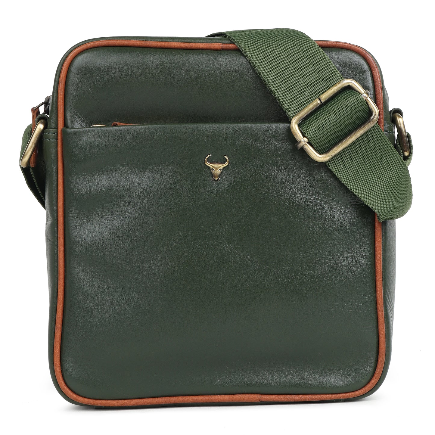 Piel Cuero Green Genuine Leather Crossbody Bag for Men | Compact Handmade Everyday Sling with Adjustable Strap