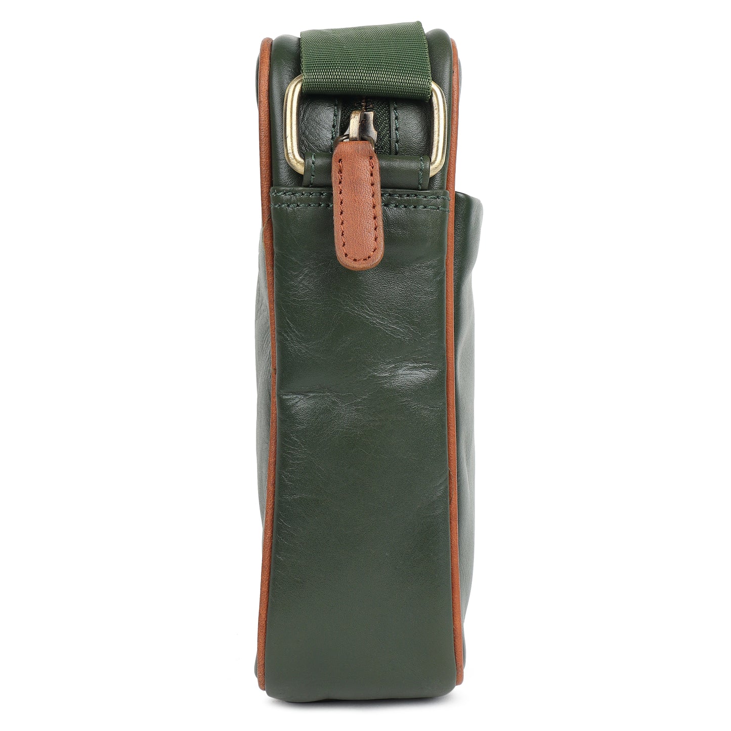 Piel Cuero Green Genuine Leather Crossbody Bag for Men | Compact Handmade Everyday Sling with Adjustable Strap