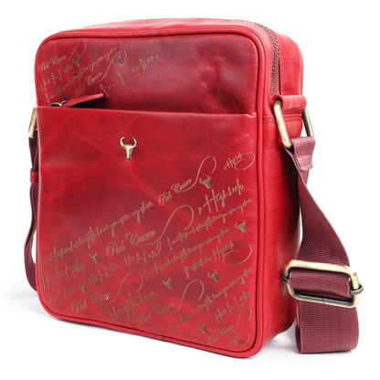 Piel Cuero Red Laser Work Side Bag – Oil Pull‑Up Leather Signature Series