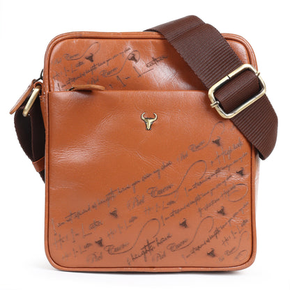 Piel Cuero Tan Laser Side Bag in Plain Soft Leather