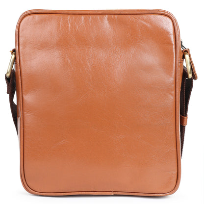 Piel Cuero Tan Laser Side Bag in Plain Soft Leather