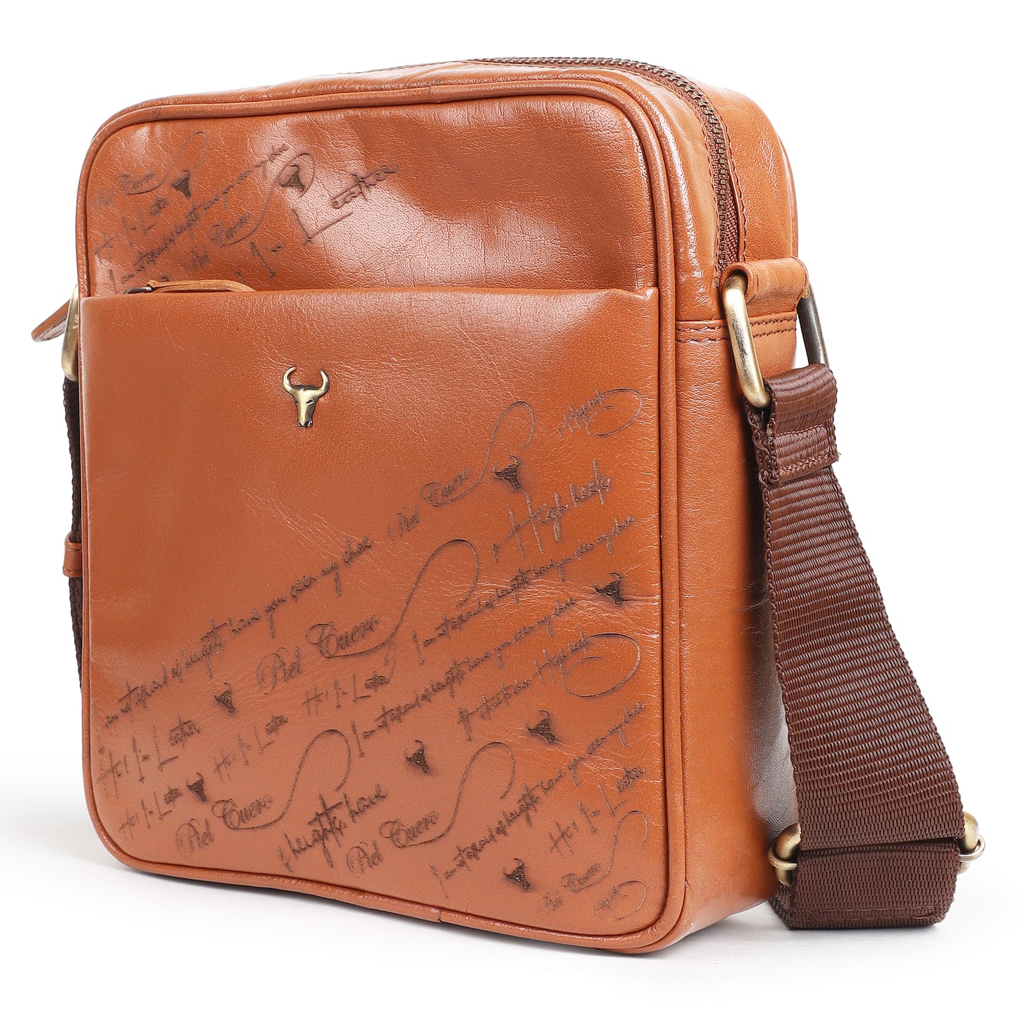 Piel Cuero Tan Laser Side Bag in Plain Soft Leather
