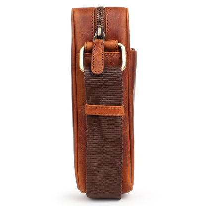 Piel Cuero Tan Oil Laser Side Bag – Oil Pull‑Up Signature Series