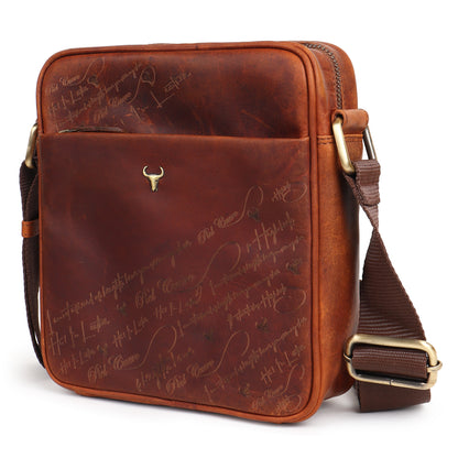 Piel Cuero Tan Oil Laser Side Bag – Oil Pull‑Up Signature Series