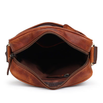 Piel Cuero Tan Oil Laser Side Bag – Oil Pull‑Up Signature Series