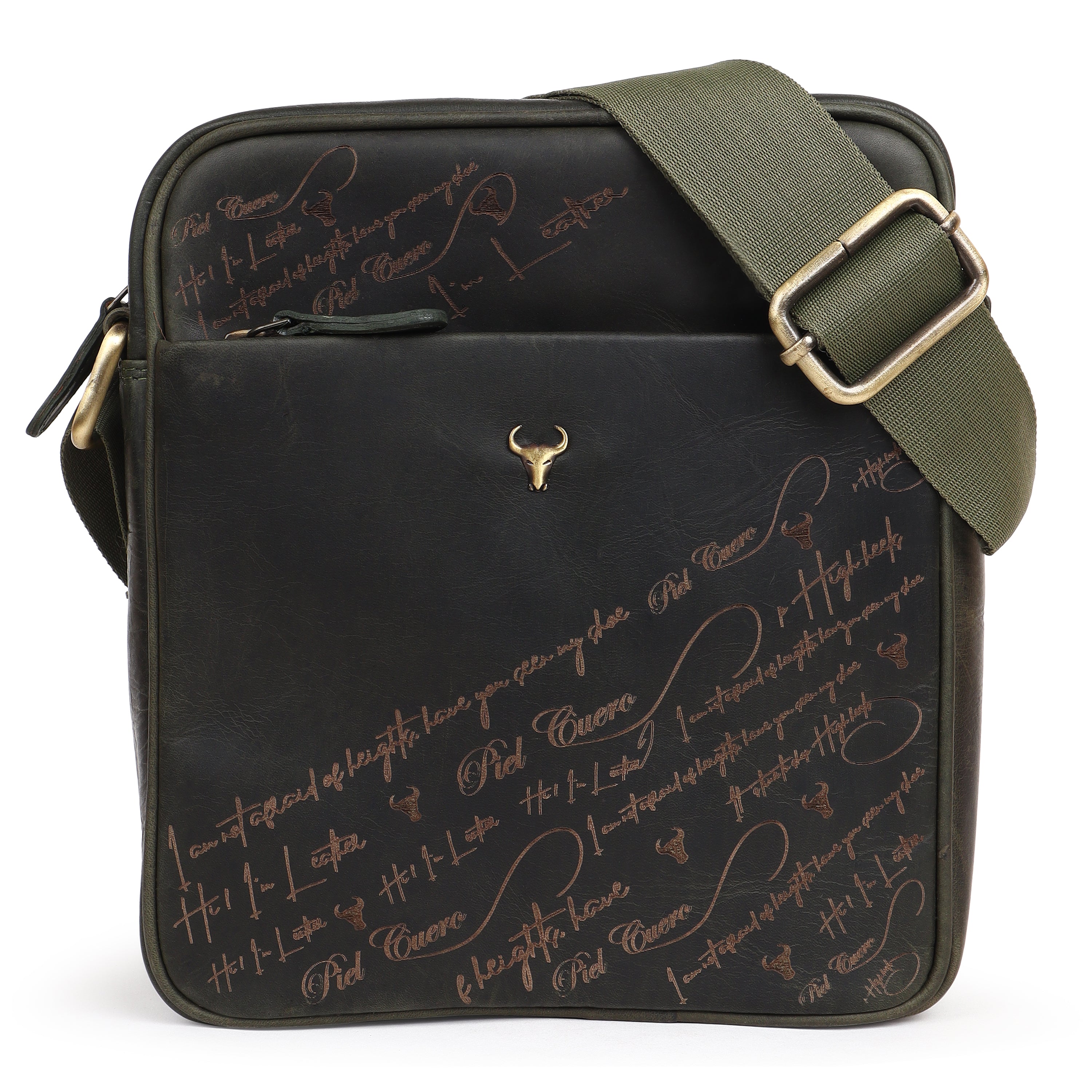 Piel Cuero Bottle Green Laser Work Side Bag – Oil Pull‑Up Leather Signature Series