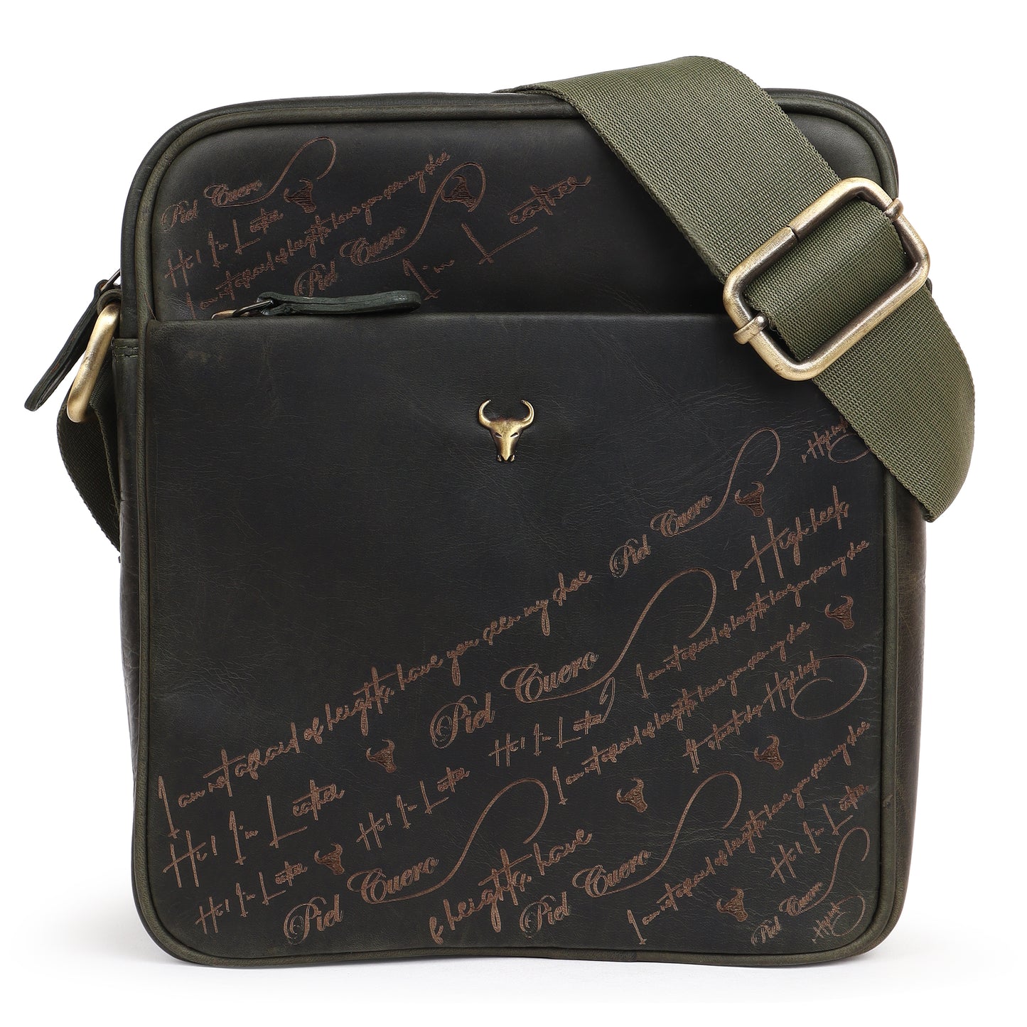 Piel Cuero Bottle Green Laser Work Side Bag – Oil Pull‑Up Leather Signature Series