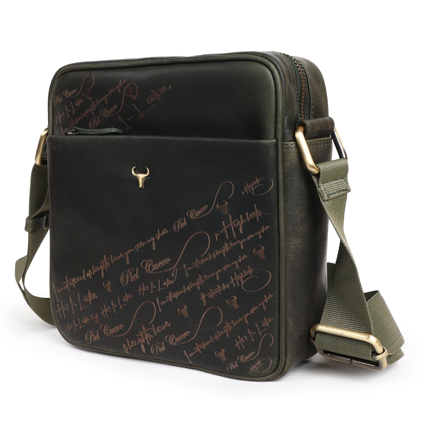 Piel Cuero Bottle Green Laser Work Side Bag – Oil Pull‑Up Leather Signature Series