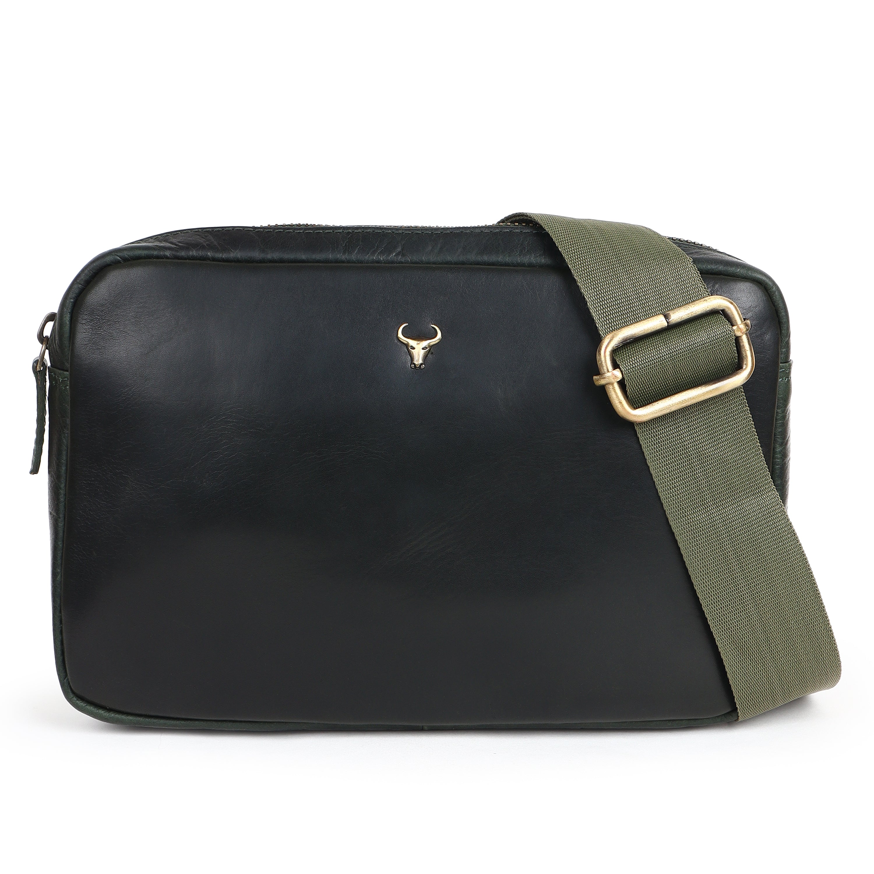 Piel Cuero Green Solder Cross Body Bag in Oil Pull‑Up Leather