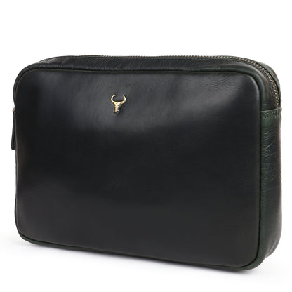 Piel Cuero Green Solder Cross Body Bag in Oil Pull‑Up Leather