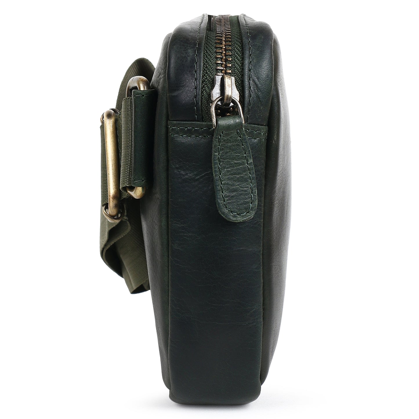 Piel Cuero Green Solder Cross Body Bag in Oil Pull‑Up Leather