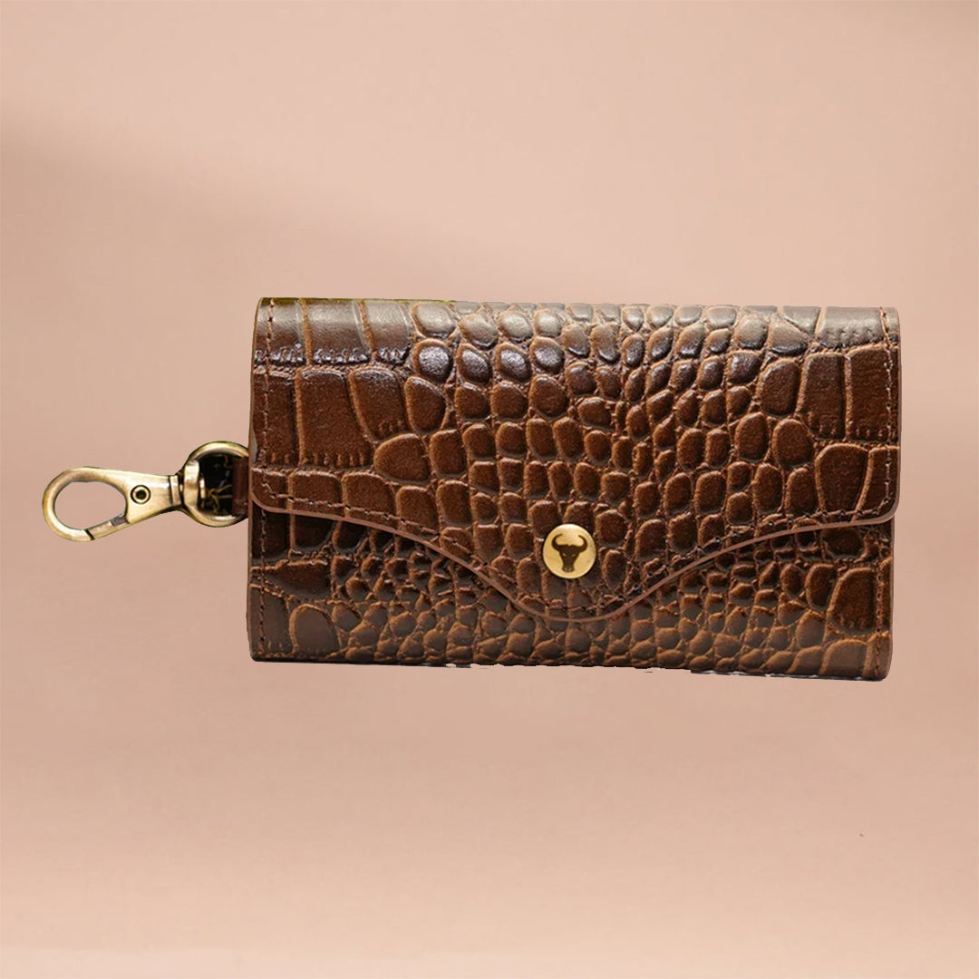 Genuine Leather Key Case | Piel Cuero - Secure Key Storage Tan Brown