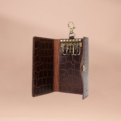 Genuine Leather Key Case | Piel Cuero - Secure Key Storage Cherry Brown