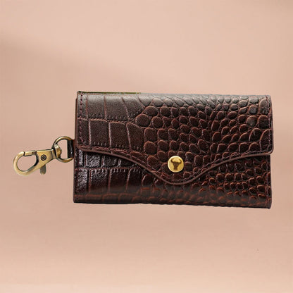 Genuine Leather Key Case | Piel Cuero - Secure Key Storage Cherry Brown