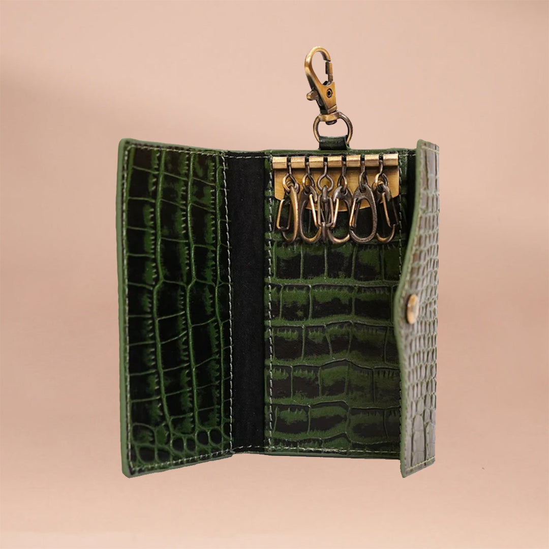 Genuine Leather Key Case | Piel Cuero - Secure Key Storage Green