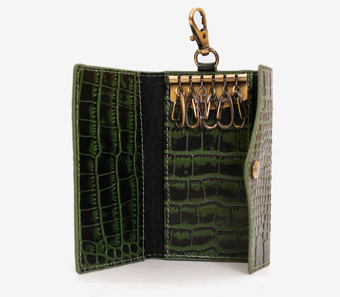 Durable leather green key holder
