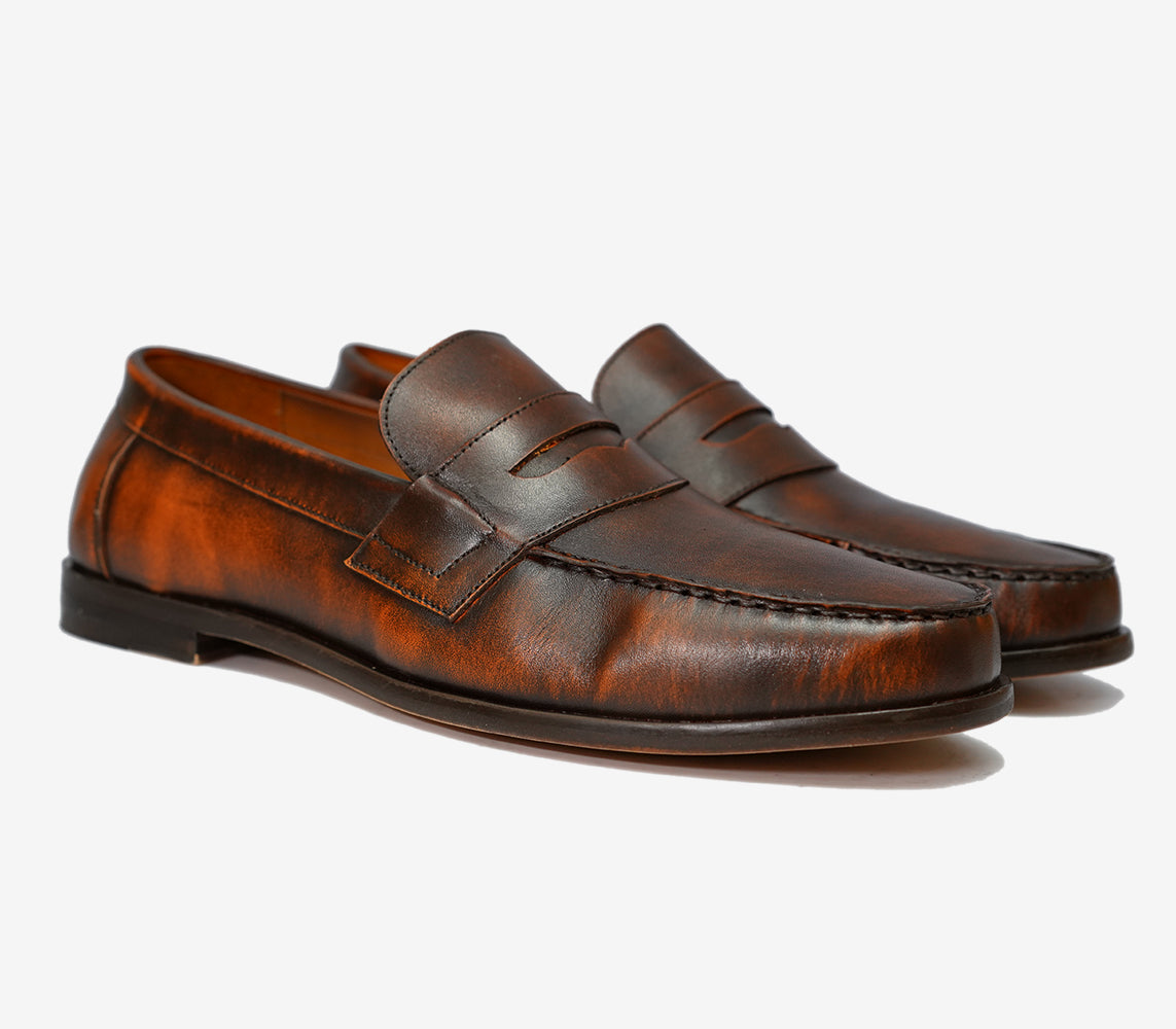 Vintage Brown Leather Slip On Dress Shoes 10 s-l400.jpg main image 3